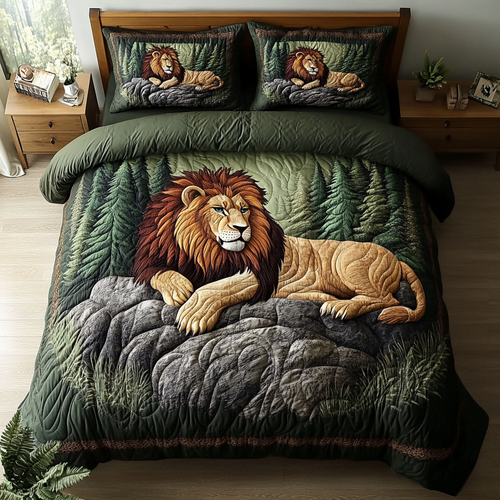 Lion Pride 3-Piece Quilted Bedding Set NCU0DK7344