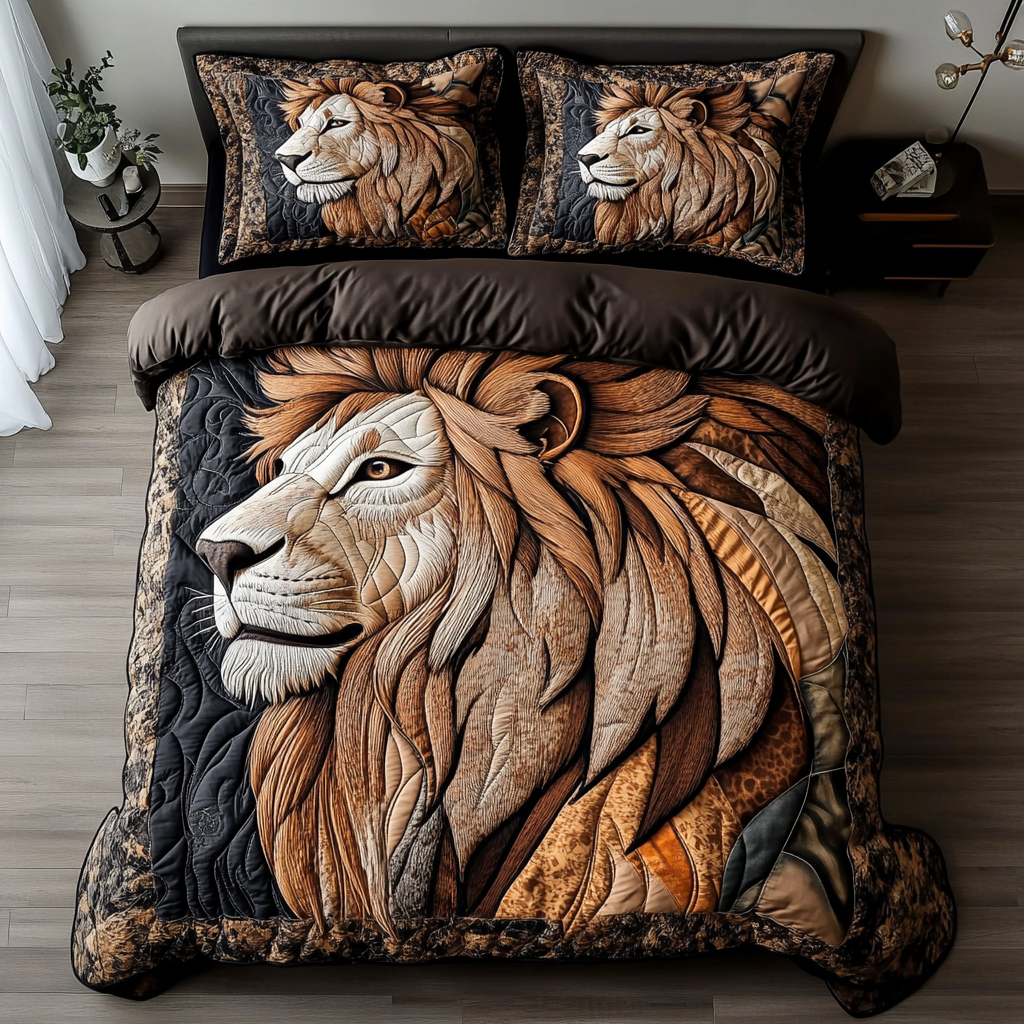 Lion Realm 3-Piece Quilted Bedding Set NCU0DK7352