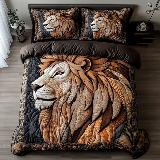 Lion Realm 3-Piece Quilted Bedding Set NCU0DK7352