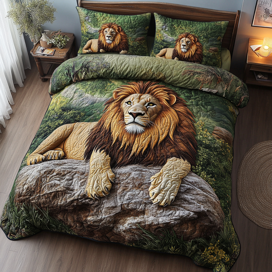 Lion Roar 3-Piece Quilted Bedding Set NCU0DK7346