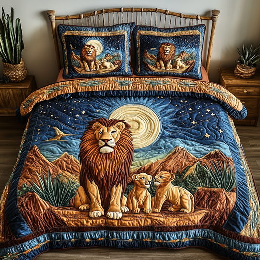 Lion Strength 3-Piece Quilted Bedding Set NCU0DK7350
