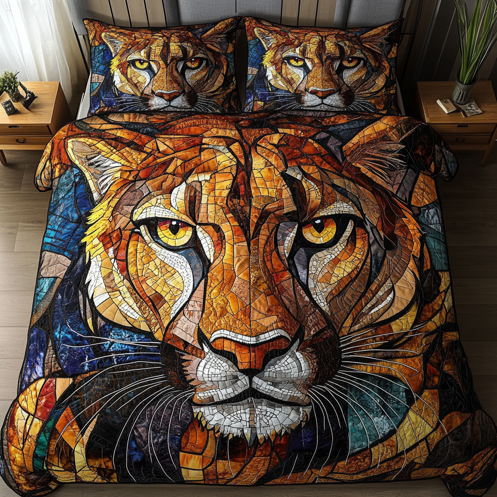 Lioness in Bloom 3-Piece Quilted Bedding Set NCU0DK6551