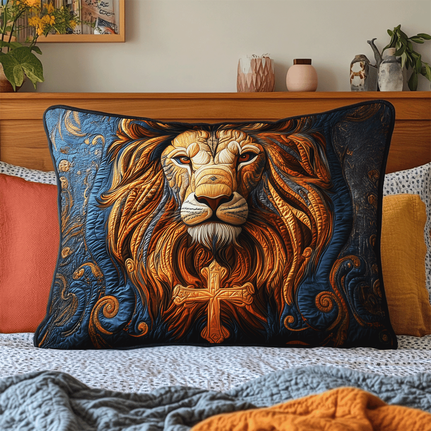 Lion of Judah Quilted Bedding Pillow Case NCU0DV3080