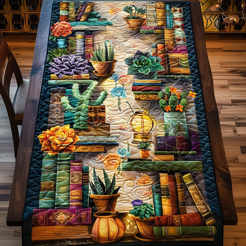 Literary Oasis Quilted Table Runner NCU0TH545