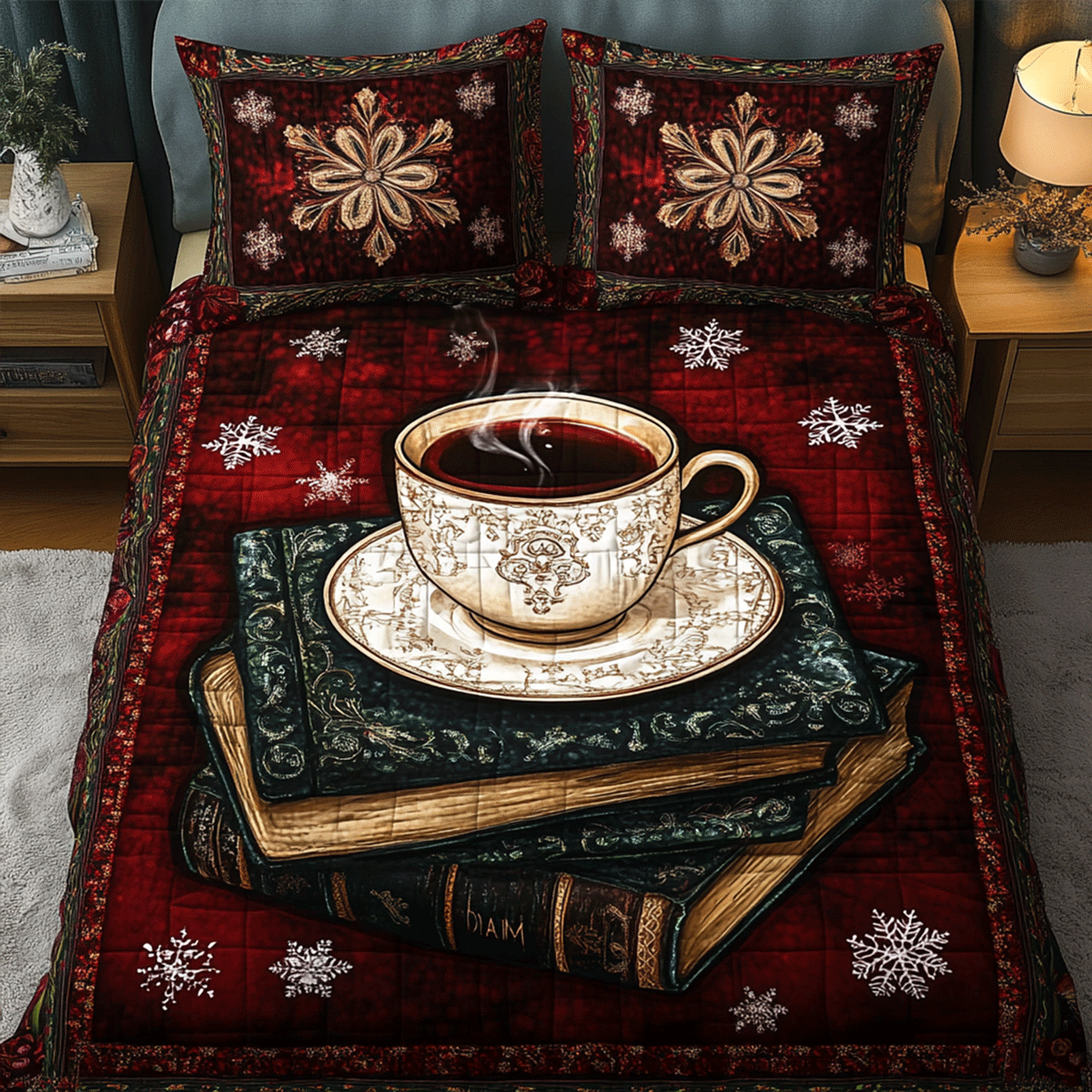 Literary Bliss 3-Piece Quilted Bedding Set NCU0TL2074