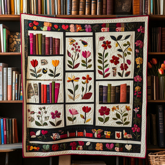 Literary Blooms Quilted Blanket NCU0PT5957