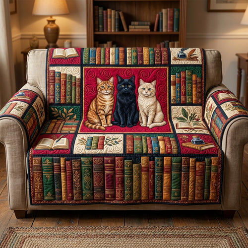 Literary Cat Quilted Sofa Cover NCU0TD2577