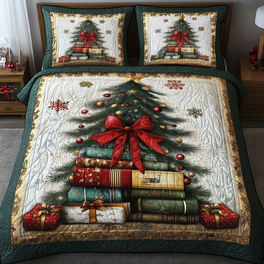 Literary Christmas 3-Piece Quilted Bedding Set NCU0TL2115