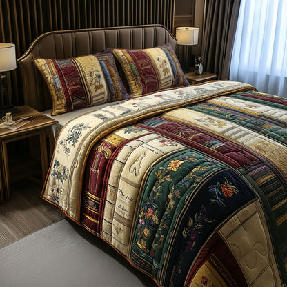 Literary Dreams 3-Piece Quilted Bedding Set NCU0PT6051