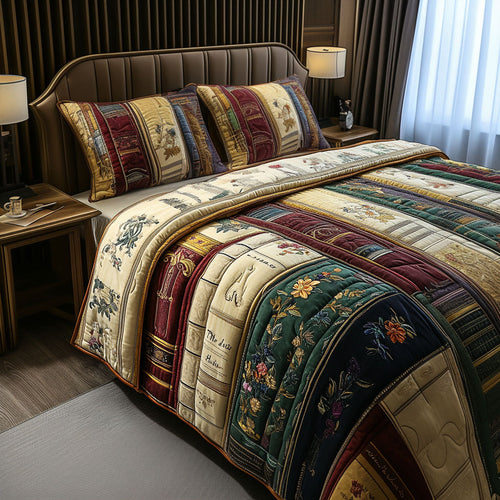 Literary Dreams 3-Piece Quilted Bedding Set NCU0PT6051