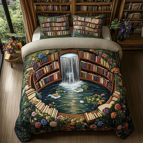 Literary Escape 3-Piece Quilted Bedding Set NCU0PT5630