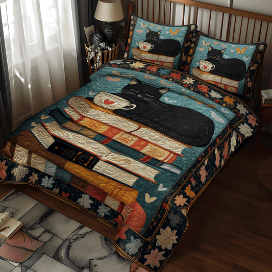 Literary Feline 3-Piece Quilted Bedding Set NCU0TL1068