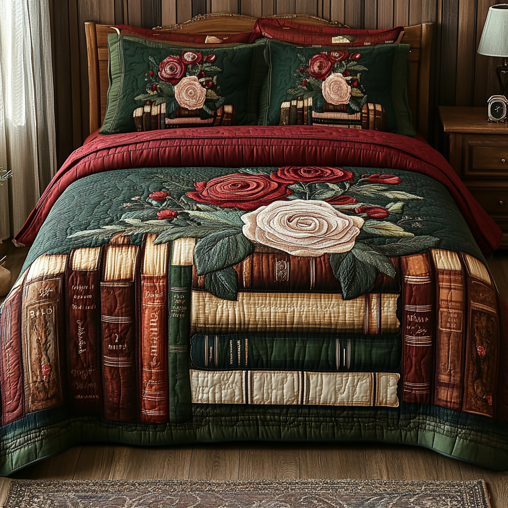 Literary Garden 3-Piece Quilted Bedding Set NCU0VL2553