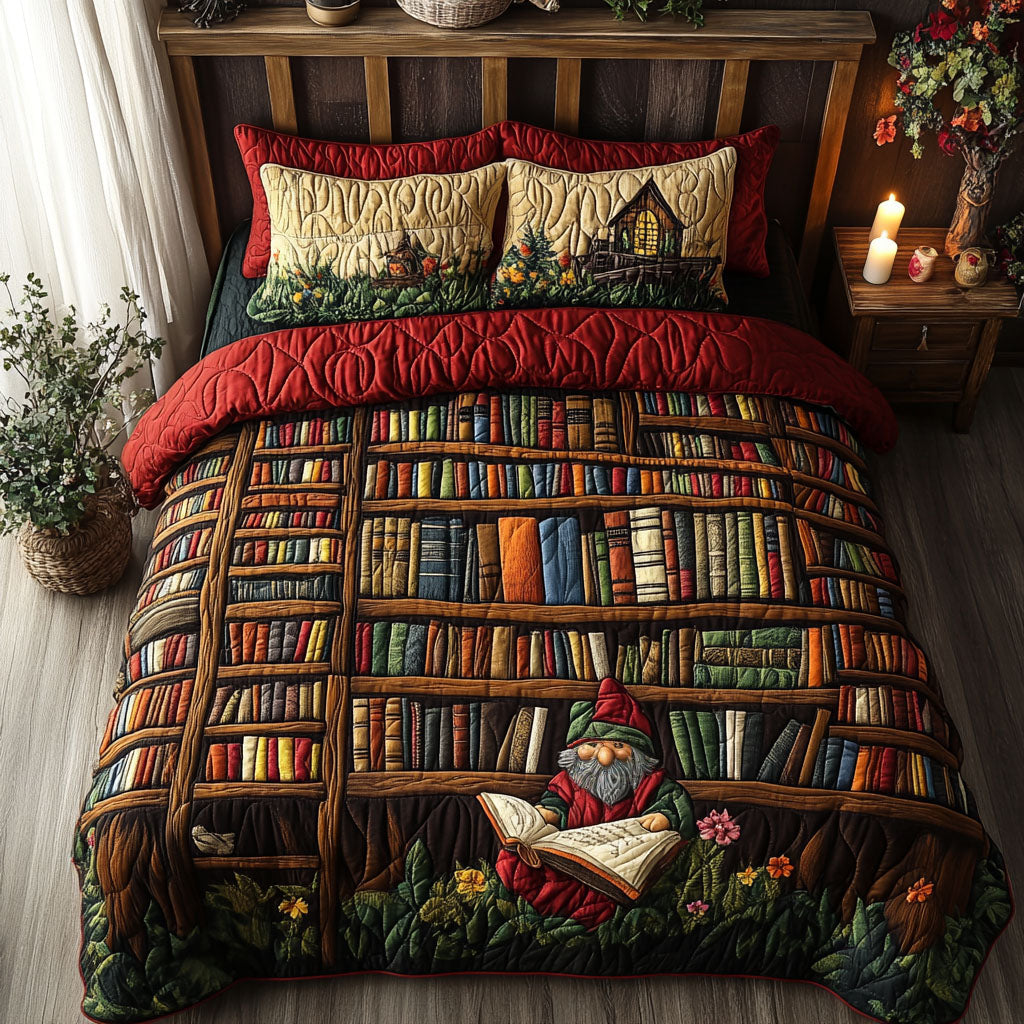 Literary Gnome 3-Piece Quilted Bedding Set NCU0PT3182