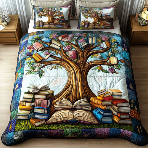 Literary Grove 3-Piece Quilted Bedding Set NCU0NT2924