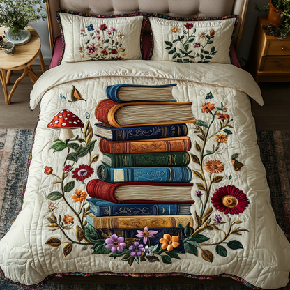 Literary Haven 3-Piece Quilted Bedding Set NCU0DK4779