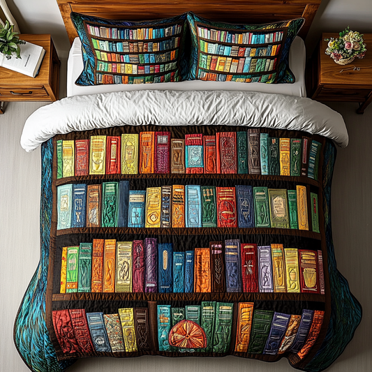 Literary Haven 3-Piece Quilted Bedding Set NCU0DK4923