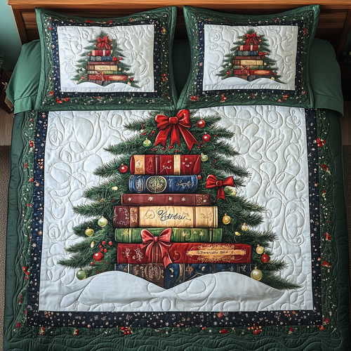 Literary Holiday 3-Piece Quilted Bedding Set NCU0TL2119