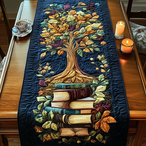 Literary Leaves Quilted Table Runner NCU0VH4333
