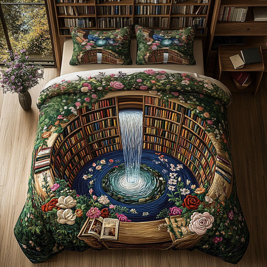Literary Oasis 3-Piece Quilted Bedding Set NCU0PT5631