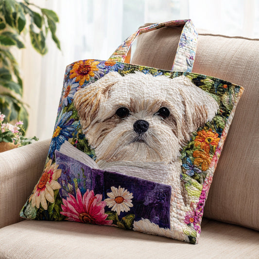 Literary Shih Tzu Quilted Tote Bag NCU0HH1426