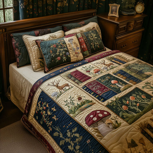 Literary Wilderness Charm 3-Piece Quilted Bedding Set NCU0PT4988