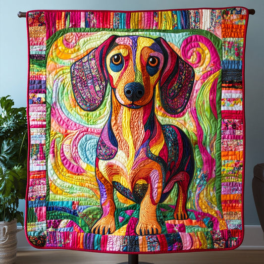 Little Dachshund Parade Quilted Blanket NCU0PT3043