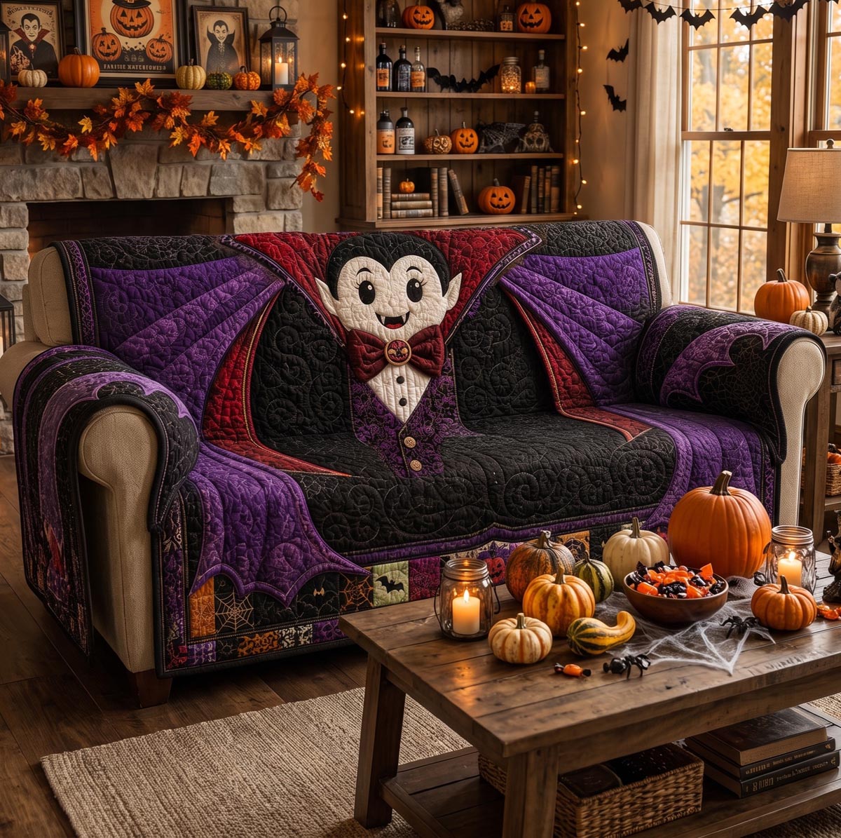 Little Dracula Quilted Sofa Cover NCU0DV9829