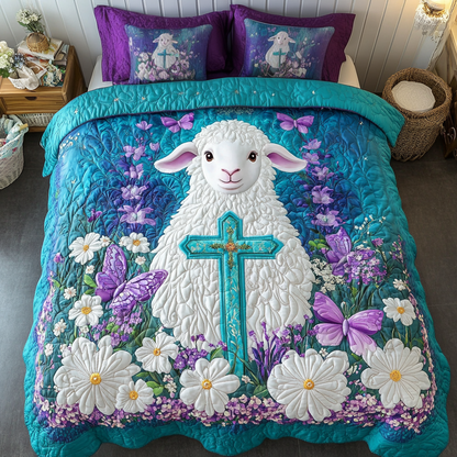 Little Lamb 3-Piece Quilted Bedding Set NCU0DK8144