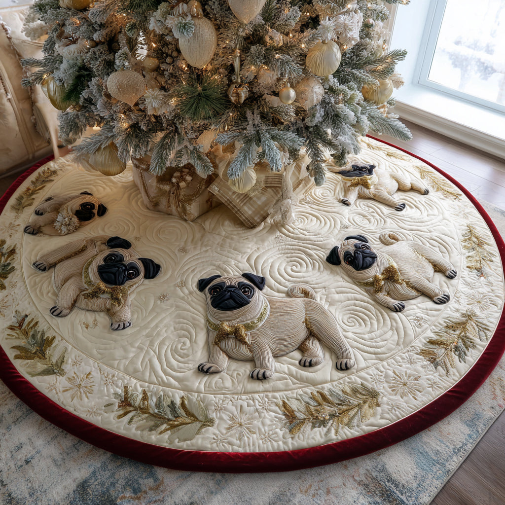 Little Pug Magic Quilted Christmas Tree Skirt NCU0DV8055