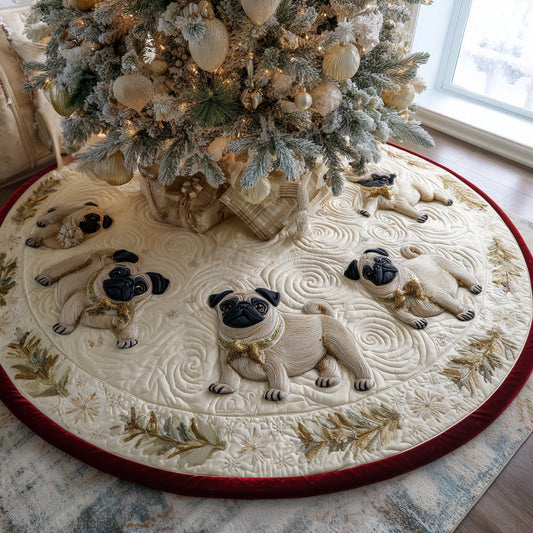Little Pug Magic Quilted Christmas Tree Skirt NCU0DV8055