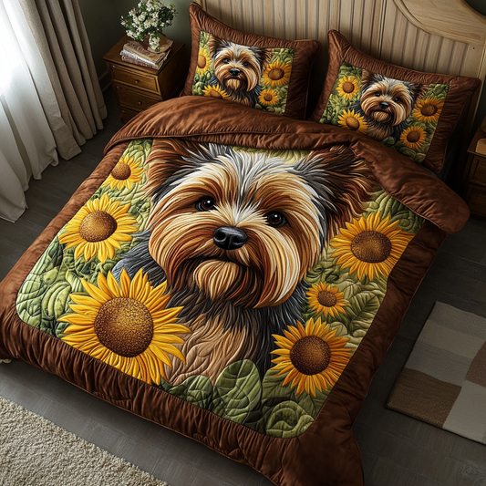 Little Yorkie 3-Piece Quilted Bedding Set NCU0DV5605