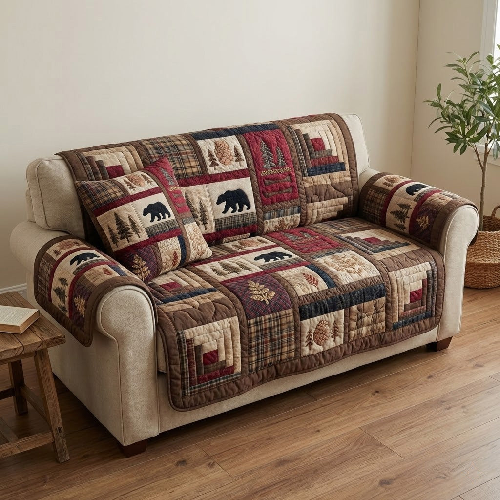Lodge Bears Quilted Sofa Cover NCU0VL3356