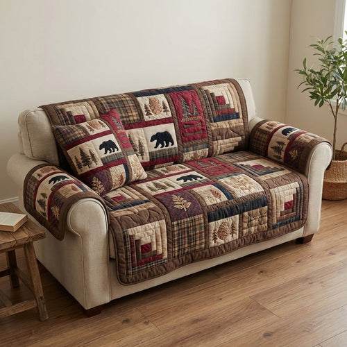 Lodge Bears Quilted Sofa Cover NCU0VL3356