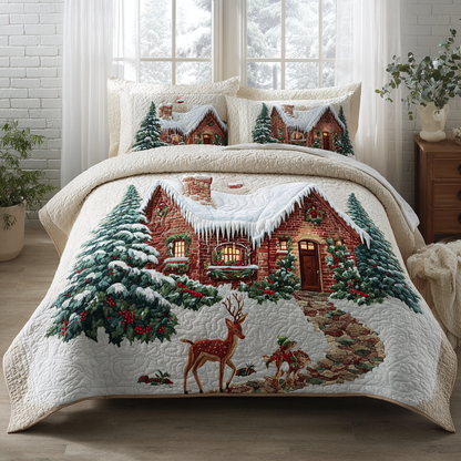 Log Cabin Dream 3-Piece Quilted Bedding Set NCU0DK11154