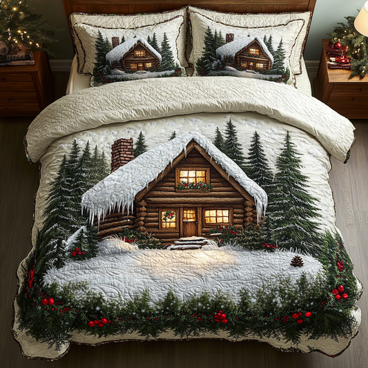 Log Cabin Dream 3-Piece Quilted Bedding Set NCU0DK11293
