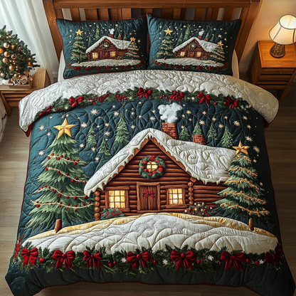 Log Cabin Dream 3-Piece Quilted Bedding Set NCU0DK9990