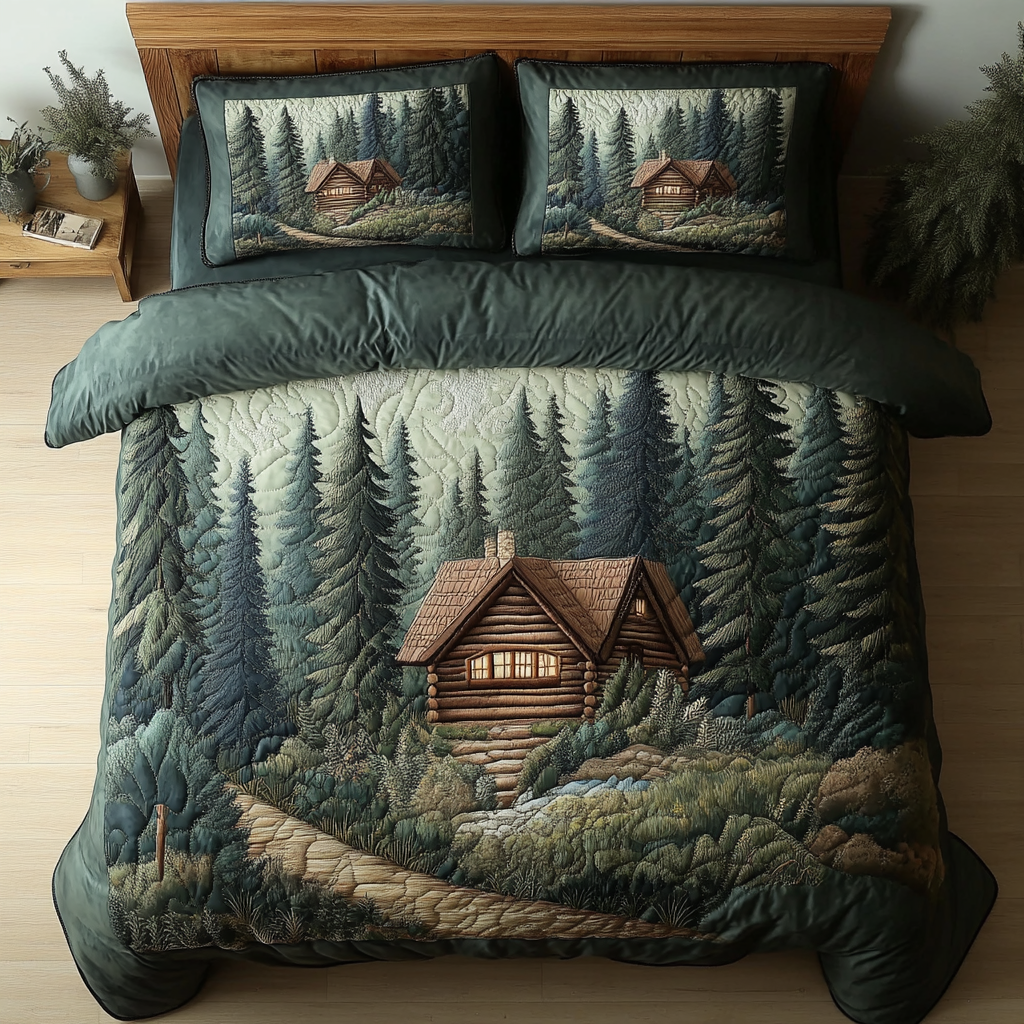 Log Cabin Escape 3-Piece Quilted Bedding Set NCU0DK7335