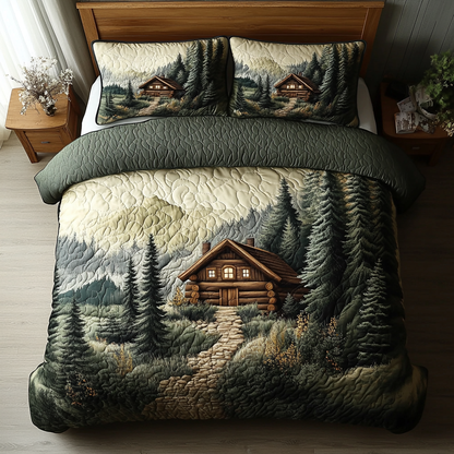 Log Cabin 3-Piece Quilted Bedding Set NCU0VT351