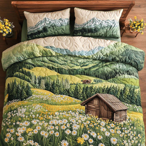 Log Heartbeat 3-Piece Quilted Bedding Set NCU0NT7443