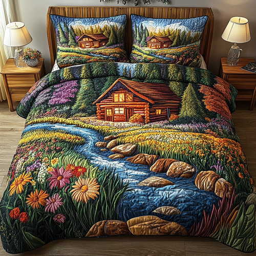 Log Serenity 3-Piece Quilted Bedding Set NCU0VL2280