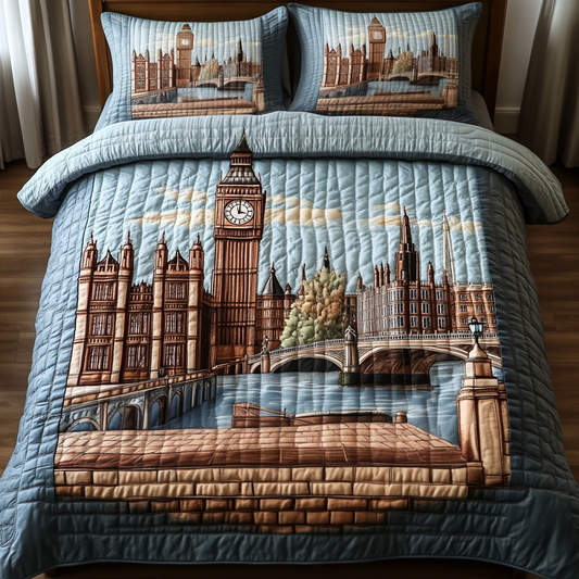London Charm 3-Piece Quilted Bedding Set NCU0VH4742