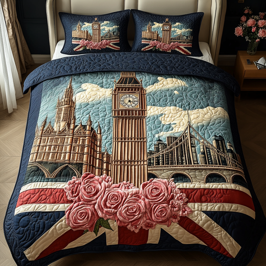 London Roses 3-Piece Quilted Bedding Set NCU0VH4764