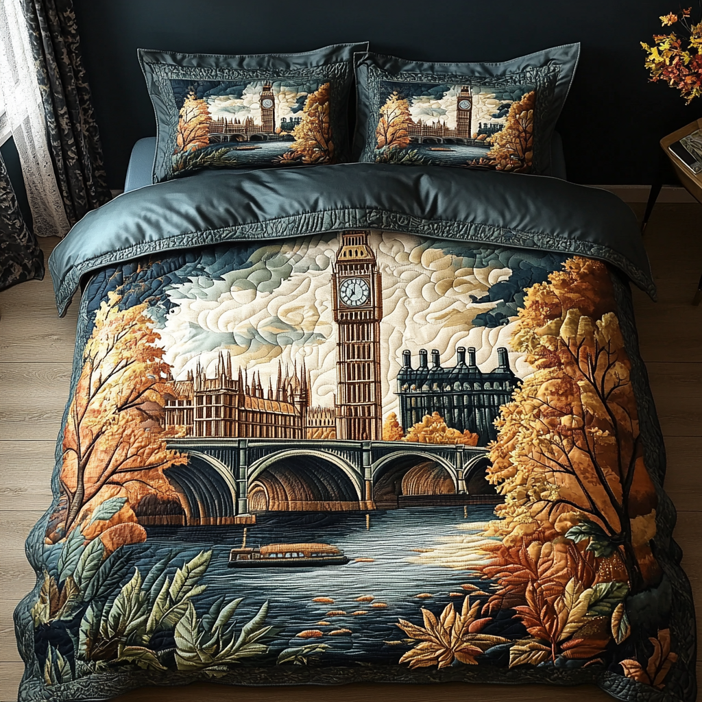 London Sunset 3-Piece Quilted Bedding Set NCU0VH4739