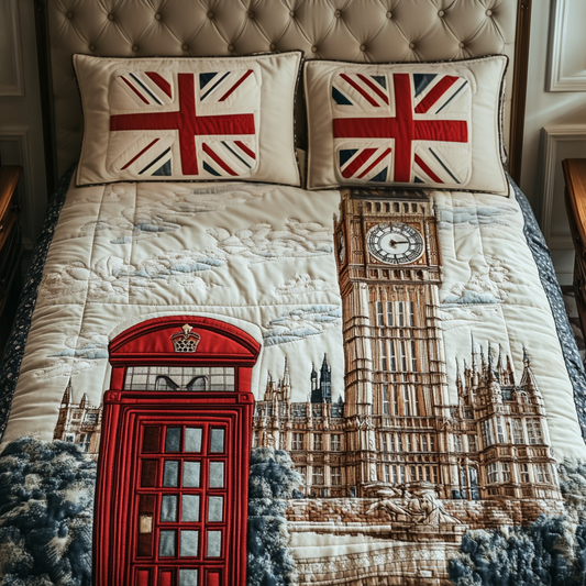 London Times 3-Piece Quilted Bedding Set NCU0VH4760
