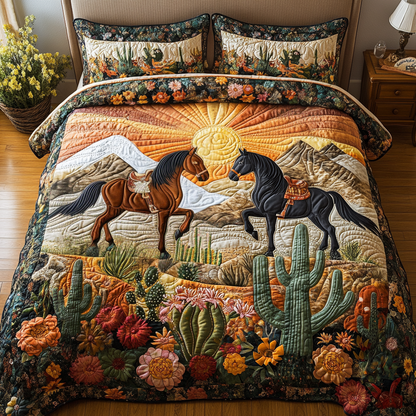 Lone Hooves Cactus Quilted Bedding Set NCU0DV5008