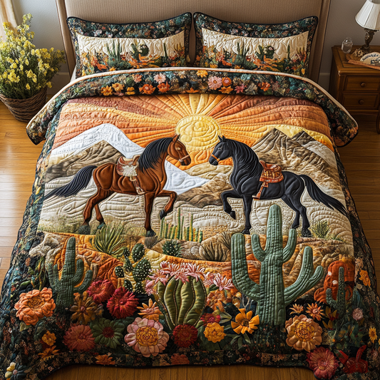 Lone Hooves Cactus Quilted Bedding Set NCU0DV5008