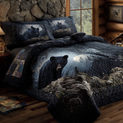 Lone Black Bear 3-Piece Quilted Bedding Set NCU0DV8016