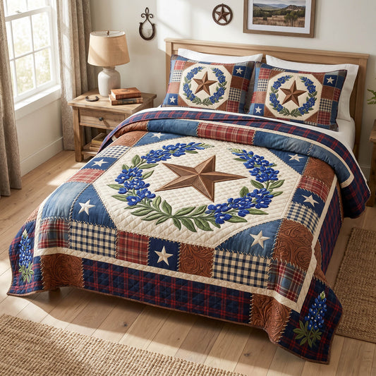 Lone Bloom 3-Piece Quilted Bedding Set NCU0TD2773