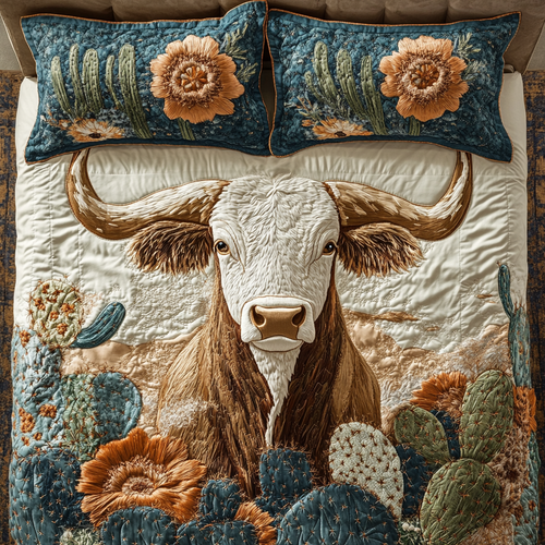 Lone Longhorn 3-Piece Quilted Bedding Set NCU0VH5193